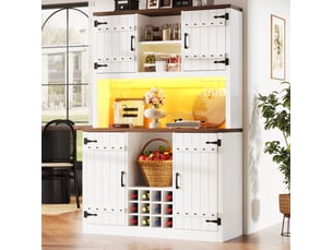 Buffet de cuisine 120x40x180 cm avec led rgb, style industriel blanc