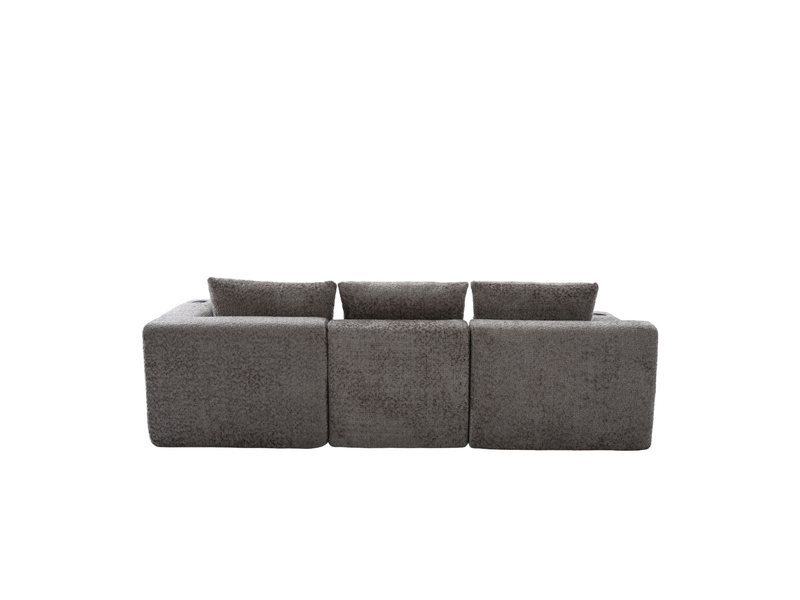 Canapé d’angle modulaire l en chenille gris foncé, assise profonde, porte-gobelets, sans montage, 261 x 165 x 80 cm MT003-DGY - Conforama B