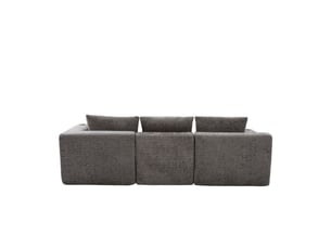 Canapé d’angle modulaire l en chenille gris foncé, assise profonde, porte-gobelets, sans montage, 261 x 165 x 80 cm