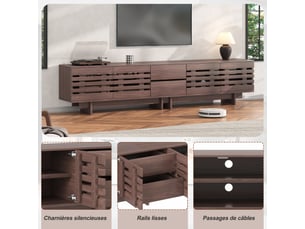 Meuble tv coloris bois foncé 200 cm <strong></strong> <strong></strong>