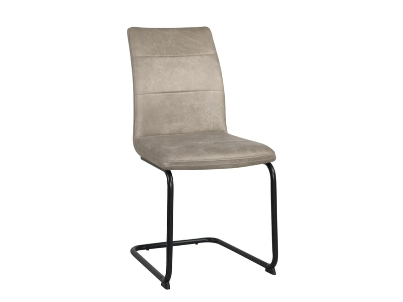  Lot de 2 chaises de salle à manger siam beiges en simili cuir vintage avec pieds métal  - Conforama C