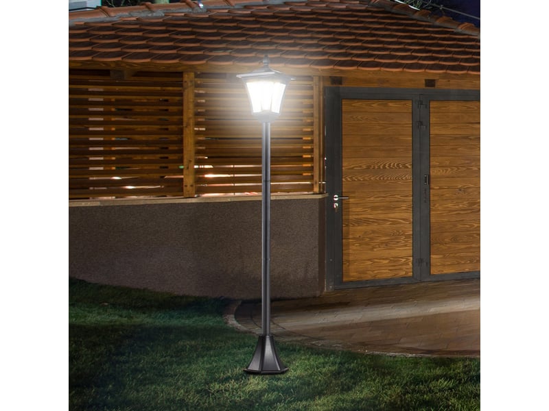  Lanterne solaire led jardin, inox, 160 cm, anti-vent, ip44, capteur luminosité, 30 lm, piquet sol, noir.  - Conforama C