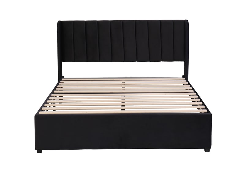  Lit en velours noir 160 x 200 cm  - Conforama A