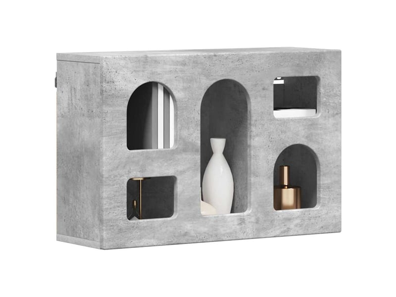  Armoire suspendue, meuble de rangement avec étagère elst gris béton 60x20x40 cm  - Conforama C
