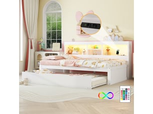 Lit banquette 90x200 cm <strong>ZOVIRA</strong>  <strong></strong> coloris blanc