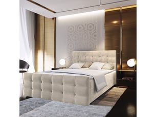 Lit avec rangement 140x200 cm <strong>MASSENO</strong> <strong></strong> coloris beige