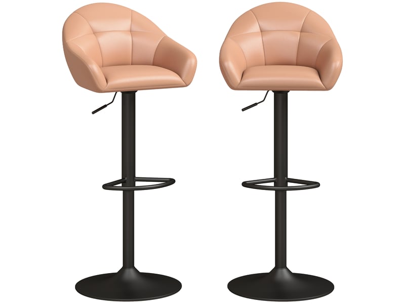  Lot de 2 tabourets de bar réglables style chesterfield synthétique camel  - Conforama E