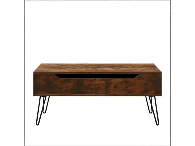 Table basse moderne relevable, style vintage transformable en table à manger avec espace de rangement discret - Conforama A