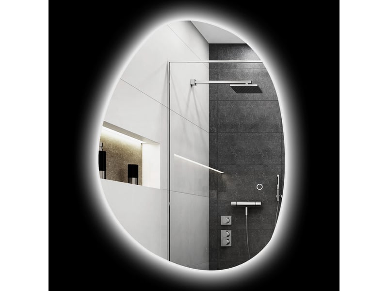  Miroir salle de bain led 80x60 cm mural antibuée mémoire ip44 argenté, compatible maison  - Conforama A