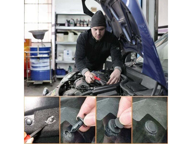  425pcs rivet clips plastique rivet universel nylon noir clips, rivets plastiques fixation de protection universel pour auto voitures  - Conforama B