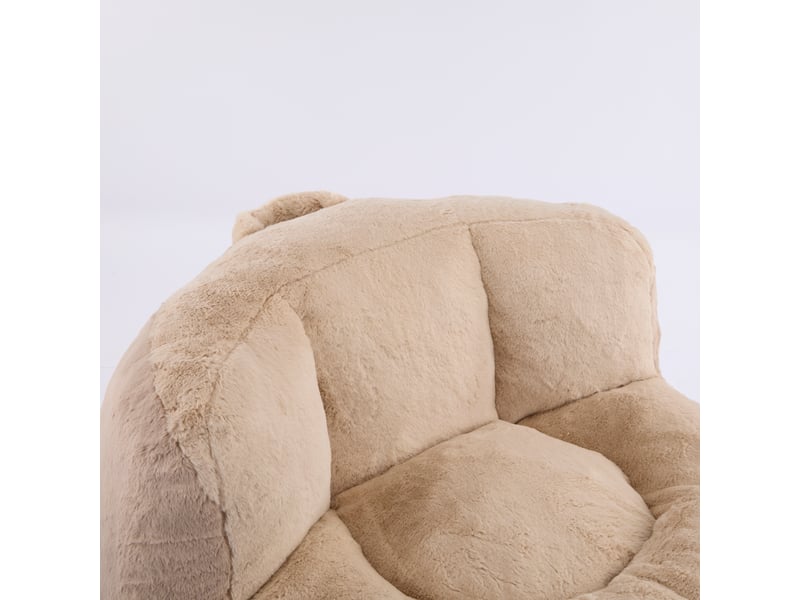  Fauteuil poire géant pour salon en fausse fourrure douce, canapé lounge rembourré de mousse, marron camel, sans montage  - Conforama E