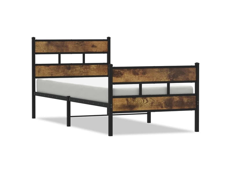  Lit simple- lit adulte -  cadre de lit en métal sans matelas chêne fumé 100x200 cm  - Conforama A