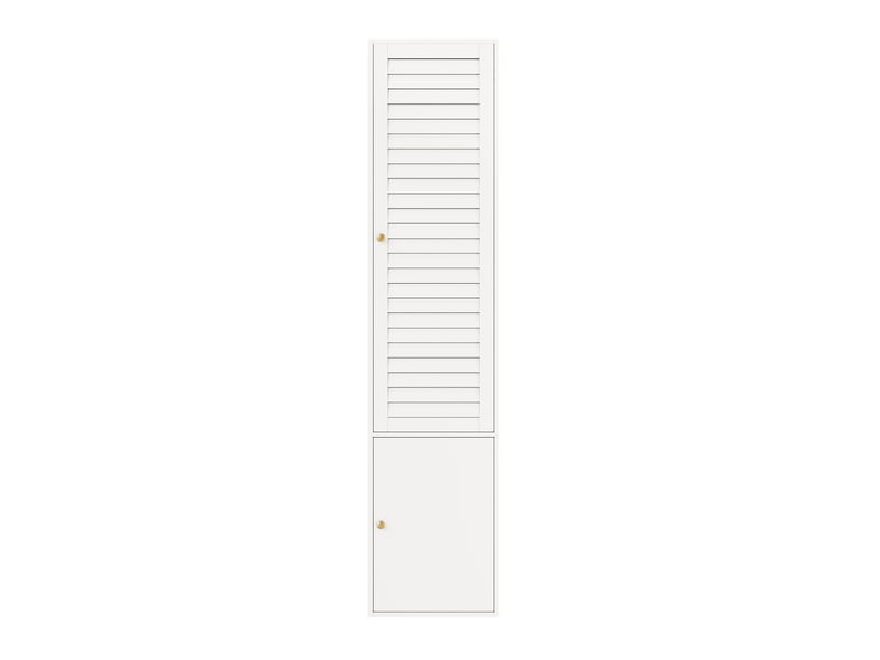 Armoire haute 45 x 50 x 200 cm avec porte à lattes, 1 penderie et 3 compartiments, meuble étroit à porte battante, design moderne pour chambre, salle de bains ou enfant OPULERANE TRADING LTD - Conforama A