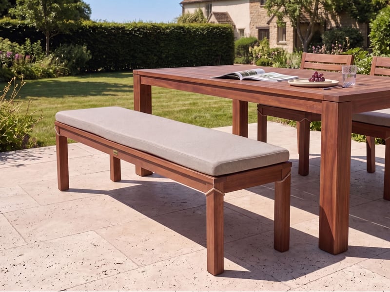  Banc avec coussin d'assise tuscania 160 cm bois d'eucalyptus beige  - Conforama B