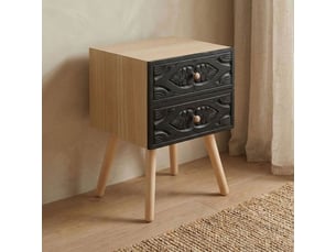 Table de chevet catana 2 tiroirs noir carbone
