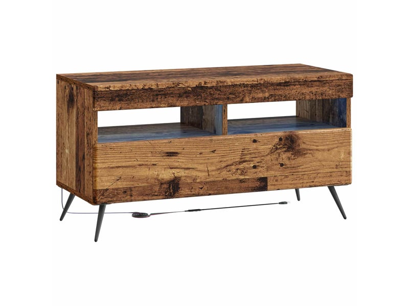  Meuble tv - banc tv - meuble de rangement led breda 3 pcs bois ancien bois d'ingénierie  - Conforama E