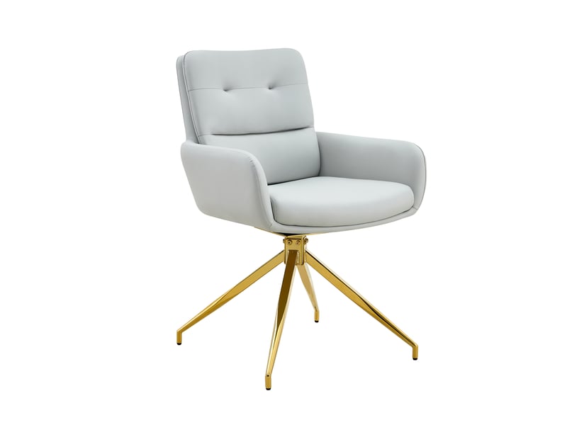 Lot de 2 chaises de salle à manger pivotantes,55x50x85 cm,pu et métal doré,gris clair - Conforama D