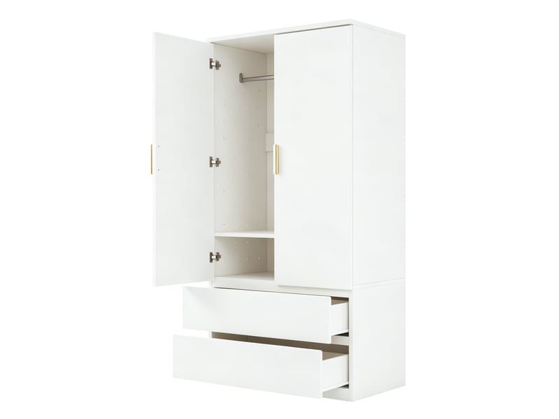 Armoire avec panneau perforé et 2 tiroirs 2 portes 70x50x170 cm, coloris blanc - Conforama R