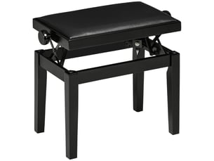 Tabouret de piano banc de piano réglable en hauteur avec coussin en cuir, simili cuir, bois d'hévéa, noir, 63 x 33 x 45-56 cm, idéal pour les