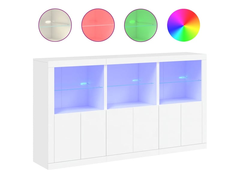  Buffet - bahut - meuble de rangement avec lumières led blanc 181,5x37x100 cm  - Conforama A