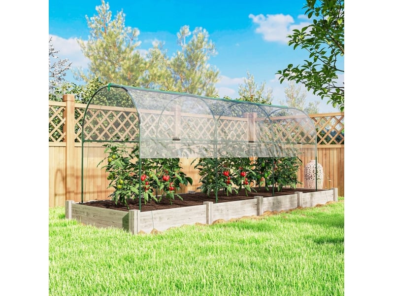  Serre tunnel de jardin 400 x 123 x 171 cm – transparente – bâche renforcée avec 8 piquets de sol  - Conforama D