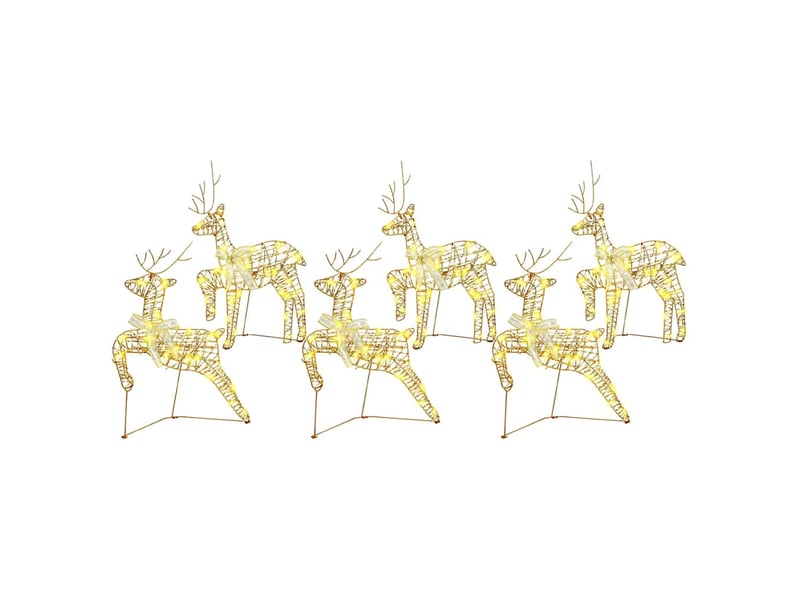 Lot de 6 rennes led, éclairage de noël, décoration de noël 180 led doré 44 x 18 x 65,5 cm pet cf62092 - Conforama A