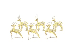 Lot de 6 rennes led, éclairage de noël, décoration de noël 180 led doré 44 x 18 x 65,5 cm pet cf62092
