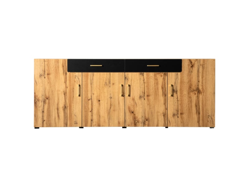 Buffet 4 porte(s) 2 tiroir(s) - 208 cm naturel panneau de particules buffet naturel - Conforama A