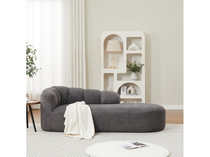  Méridienne modenvie 2 places en tissu chenille gris anthracite, dossier ondulé, sans accoudoirs, 204 x 87 x 66 cm  - Conforama D