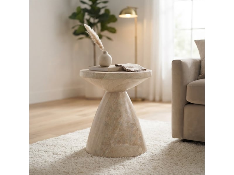  Table d'appoint ronde ø45cm - effet travertin - sabbia - grege 3MB12.01.10.01 - Conforama B
