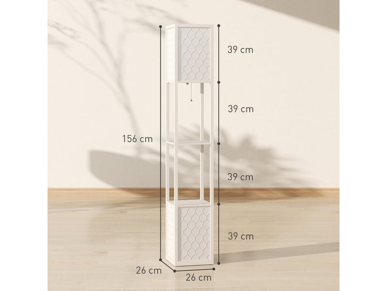  Lampadaire 26x26x156 cm avec 2 tablettes mdf gris clair  - Conforama C