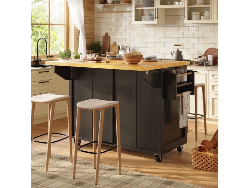 Desserte de cuisine 140x73x93,5 cm mobile mdf noire  - Conforama C