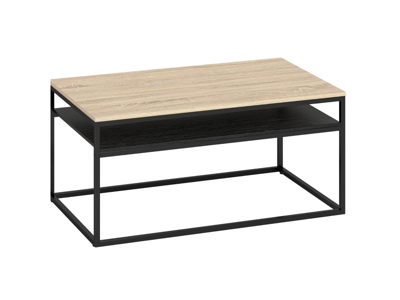 Table basse à 2 niveaux 100 x 59,8 x 47 cm, panneau de particules, chêne et métal  - Conforama A
