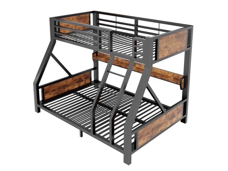  Lit superposé enfant 90x200140x200 cm – noir – étagère et éclairage led intégrés - sans matelas  - Conforama D