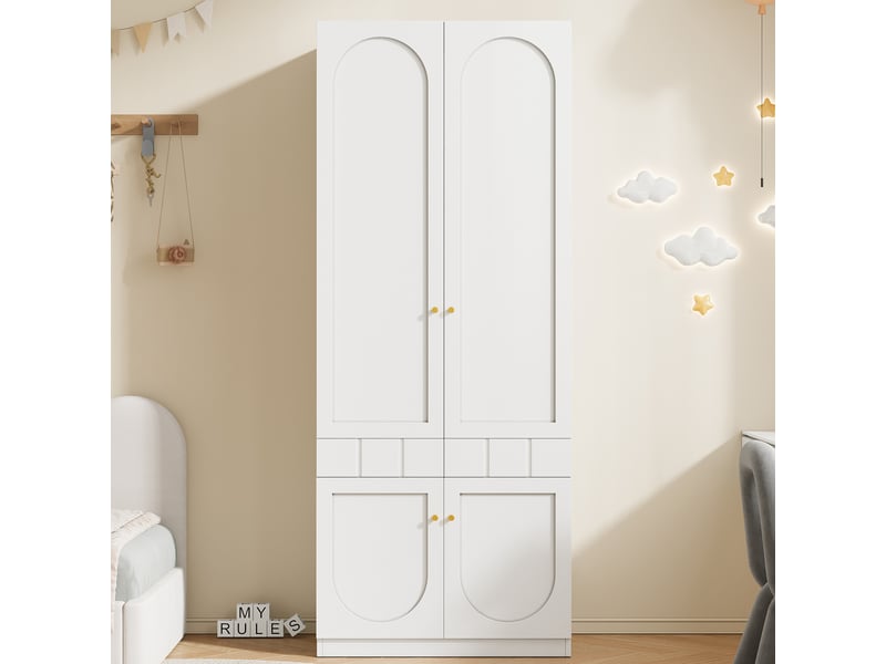  Armoire modenvie 2 portes avec penderie et tiroirs 80 x 50 x 200 cm blanche  - Conforama E