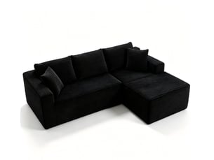 Canapé droit fixe <strong></strong> <strong></strong> 4 places Tissu noir