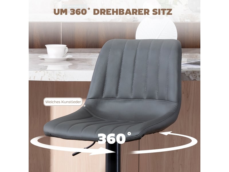  Lot de 2 tabourets de bar rétro réglables avec repose-pieds – hauteur réglable, cuisine, 43x49,5x111 cm  - Conforama E