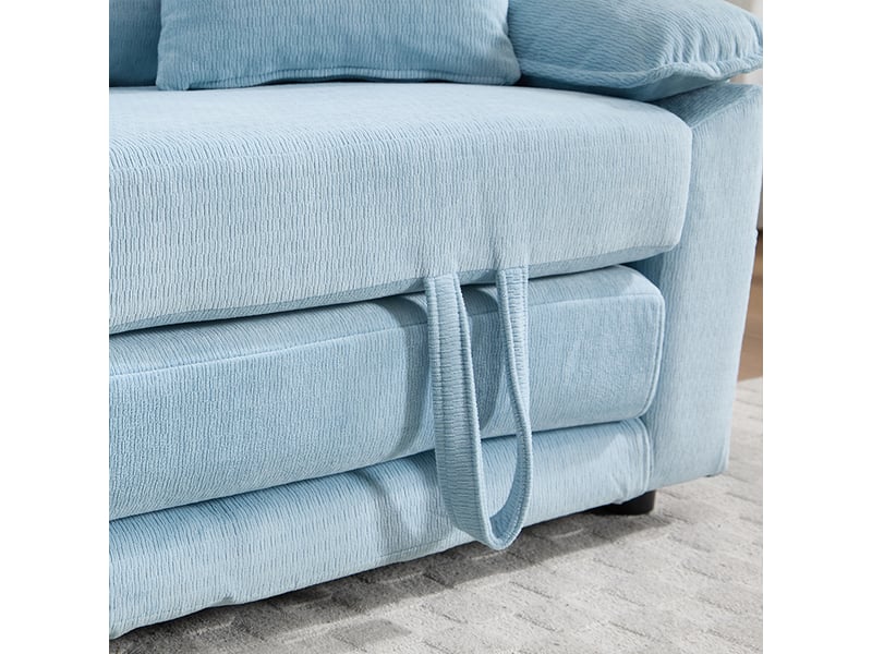  Fauteuil de salon avec coussins de tête et lombaires  - assise rembourrée, tissu chenille - bleu  - Conforama E