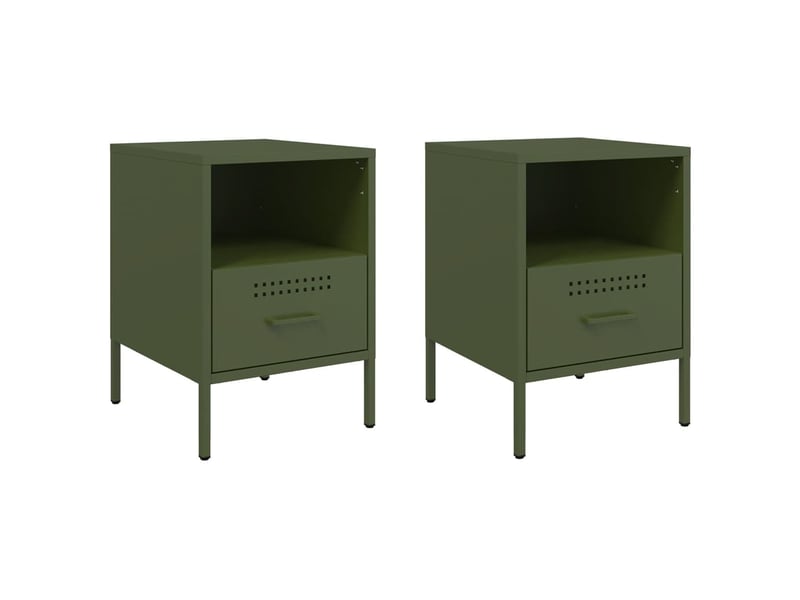 Lot de 2 tables de chevet - cabinet de chevet - table de nuit vert olive 36x39x50,5 cm acier - Conforama A