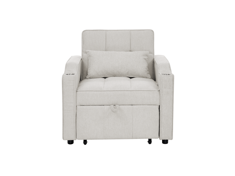  Canapé convertible 1 place avec ports usb en tissu beige W3567S00002 - Conforama A