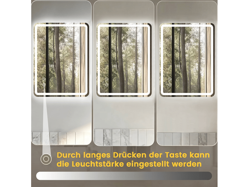  Miroir de salle de bains led 80x60 cm argenté, verre, éclairage réglable et fonction antibuée murale  - Conforama E