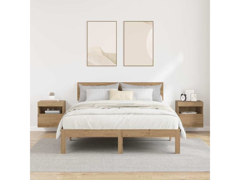  Lot de 2 meuble tv mural, meuble tv suspendu chêne artisanal bois d'ingénierie shl32060  - Conforama E