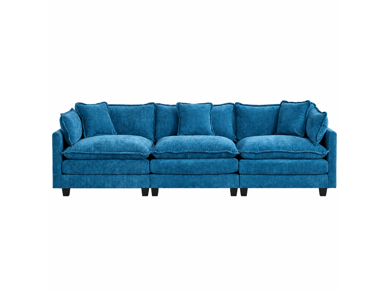  Canapé modulable cloud de5013 bleu 3 places en chenille, assise double confort  - Conforama A