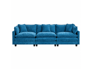 Canapé modulable cloud de5013 bleu 3 places en chenille, assise double confort