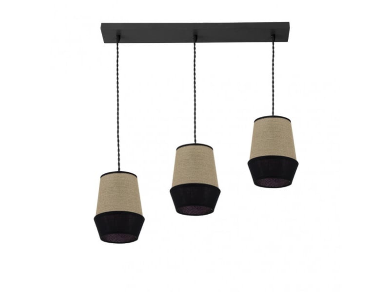  Rampe de plafond fabrilamp campana jutenoir 3 x e27 hauteur réglable 45-115 cm 66x12 cm 173993109 - Conforama A