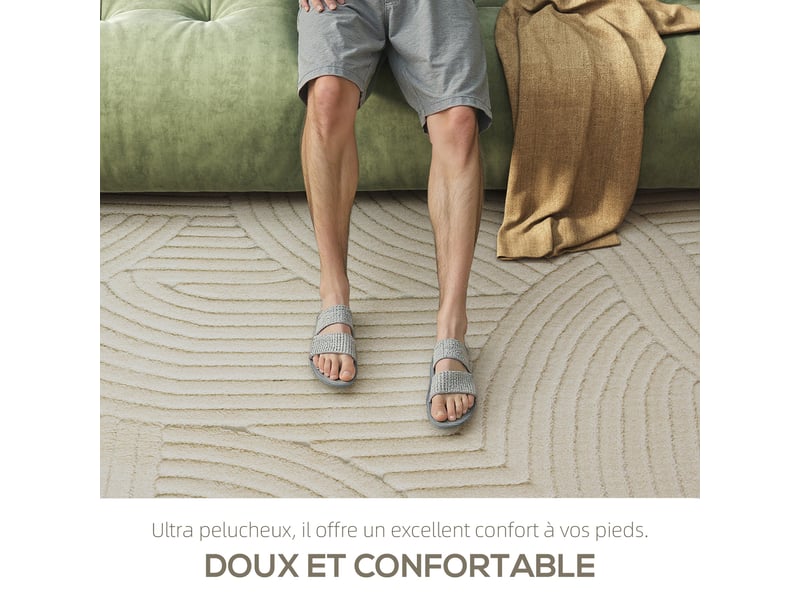  Tapis de salon 230 x 160 x 1,7 cm moelleux antidérapant bord renforcé moderne épuré ambiance cosy en polyester crème 21_0003687  - Conforama B