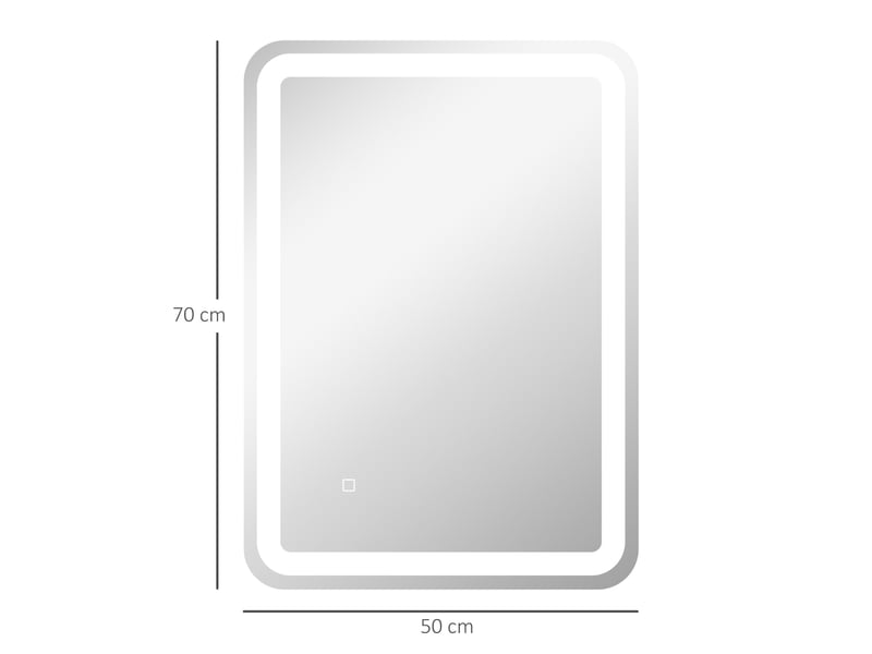  Miroir de salle de bain led 50 x 70 cm – argent – 3 couleurs, antibuée ip44, commande tactile et mémoire  - Conforama A