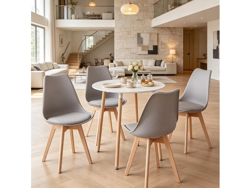  Table à manger ronde 80x80 avec 4 chaises homvra  - Conforama C