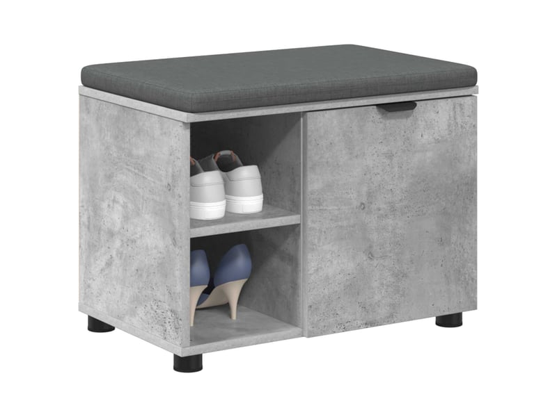  Banc d'entrée, banc interieur avec coussin gris béton 60x38x46 cm shl88301  - Conforama C