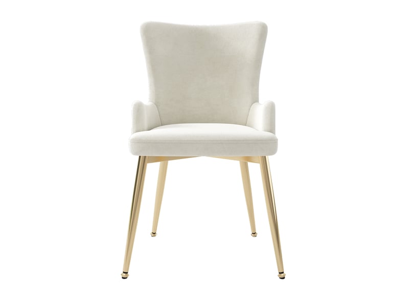  Lot de 6 chaises de salle à manger,avec pieds en métal doré,velours,beige  - Conforama D